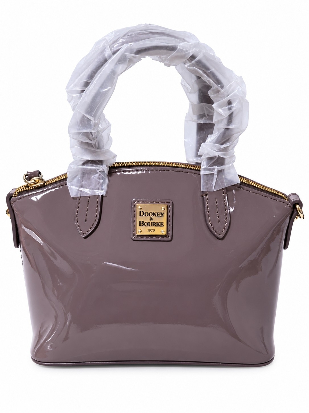 Dooney & Bourke Taupe Patent Leather Mini Satchel Ruby Bag Crossbody
